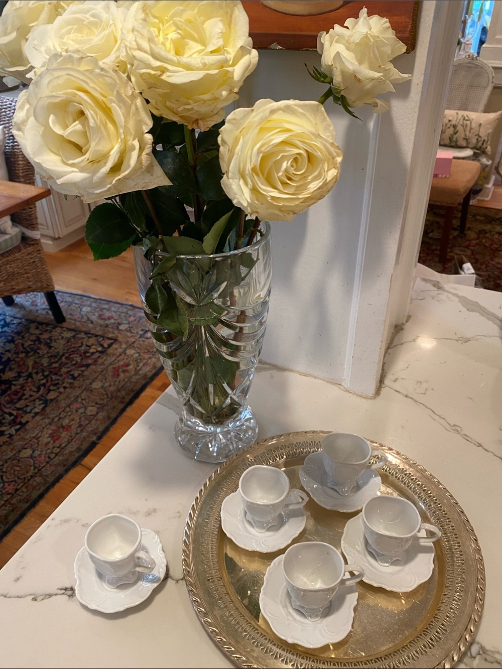 Royal Doulton White Ceramic Cup & Saucer with Gold Marking